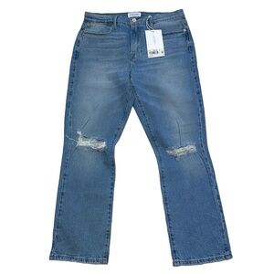 Frame Le High Straight Jean Women's Size 30 New Distressed‎ Demarco Rips 27" L